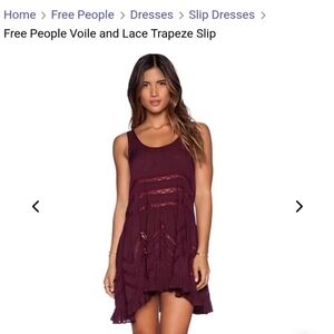 Free People Deep Burgundy Lace Slip Dress Size:XS
